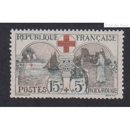 Timbre n°156 -15 c. + 5 c. Croix Rouge 1918 Neuf**  Cote 300 Euros lartdesgents.fr