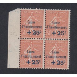 Bloc de 4 timbres n°250 Bord de feuille  Année 1928 NEUF* *  Cote 300 Euros lartdesgents.fr