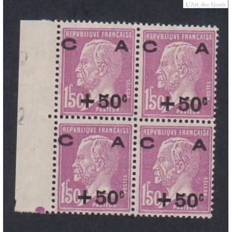 BLOC DE 4 TIMBRES N°251 Bord de feuille  Année 1928  NEUF* * Signé  Cote 480  Euros