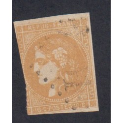 Timbre n°43B , 10c. bistre jaune report 2, fév 1871, cote 110 Euros