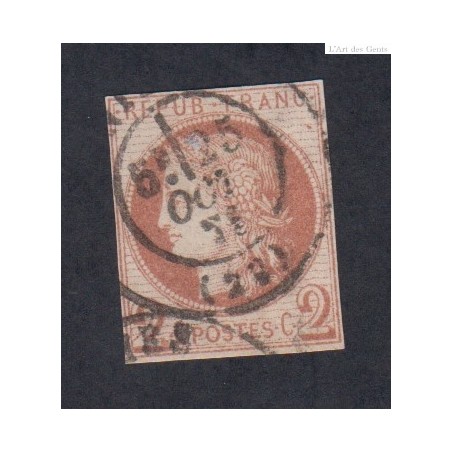 Timbre France n°40B Cérès 1870 - Oblitéré cote 330 Euros