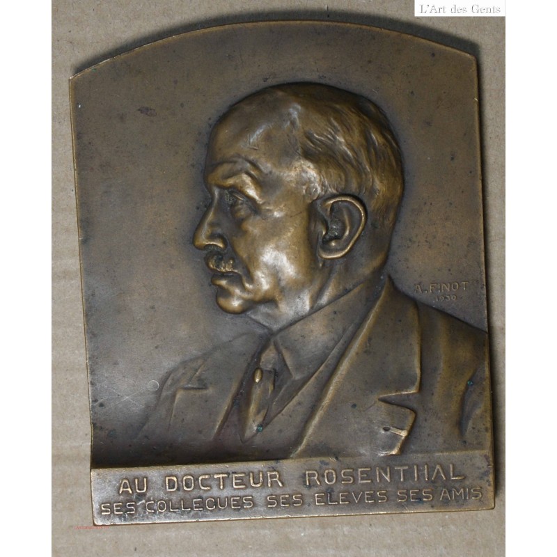 Médaille PLAQUE DOCTEUR ROSENTHAL par A.FINOT 1930, lartdesgents.fr