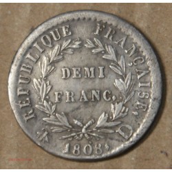 NAPOLEON Ier, demi Franc 1808 D Lyon, lartdesgents.fr