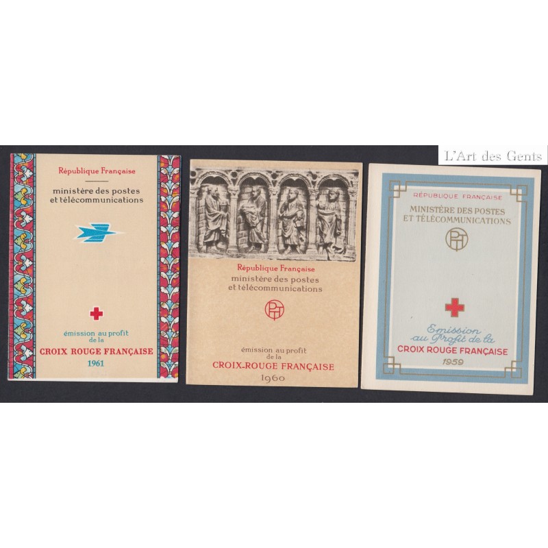 Lot de 3 Carnets croix rouge n° 2008 à 2010 années 1959-61 neufs** Cote 150 Euros - lartdesgents