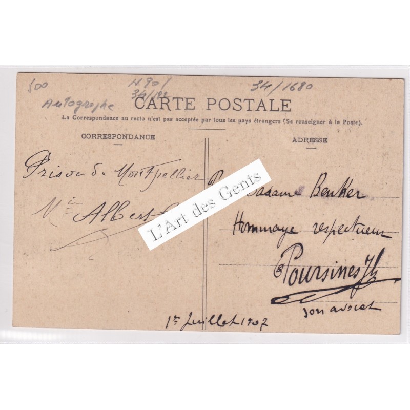 Souvenir du Meeting Vinicole - Montpellier le 9 Juin 1907 - Marcelin Albert, Saluant la Foule