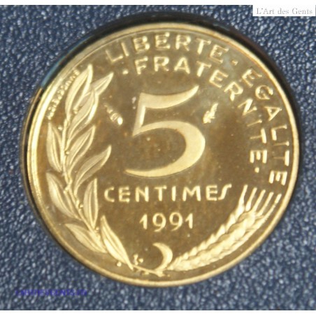 Moderne Française, 5, 10, 20, 50 centimes + 1 franc 1991 BE Belle Épreuve, lartdesgents.fr