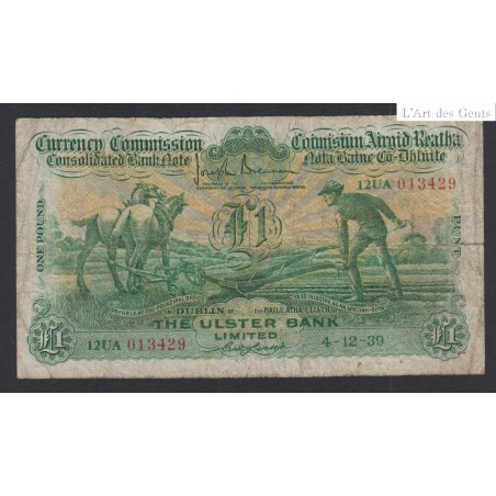 Irlande Ploughman Billet 1 Pound - n° 12UA013429 - 1939 - lartdesgents.fr