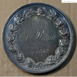 Médaille Argent "1er prix d'Académie dessinée" 1862, attribué à Pétua (36), lartdesgents.fr