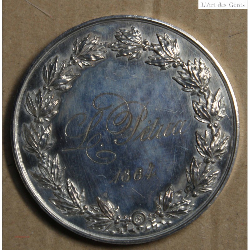 Médaille  Argent "1er prix d'Académie d'après l'Antique" 1864, attribué à Pétua (18), lartdesgents.fr