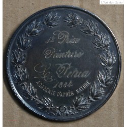 Médaille Argent Napoléon III "1er prix peinture Académie d'après Nature" 1864, attribué à Pétua (19), lartdesgents.fr