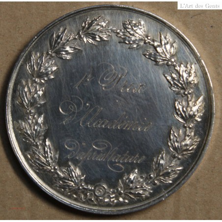 Médaille Argent "1er prix d'Académie d'après Nature" 1866, attribué à Pétua (17), lartdesgents.fr