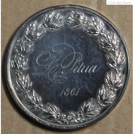 Médaille Argent "1er prix de dessin Cête" 1861 L. Pétua (9), lartdesgents.fr