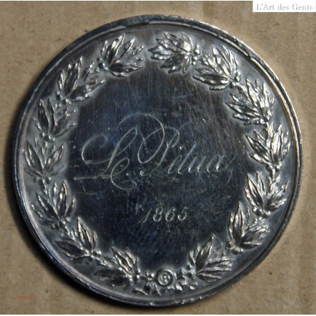 Médaille Argent "1er prix peinture Académie d'après Nature"  1865, attribué à Pétua (15), lartdesgents.fr