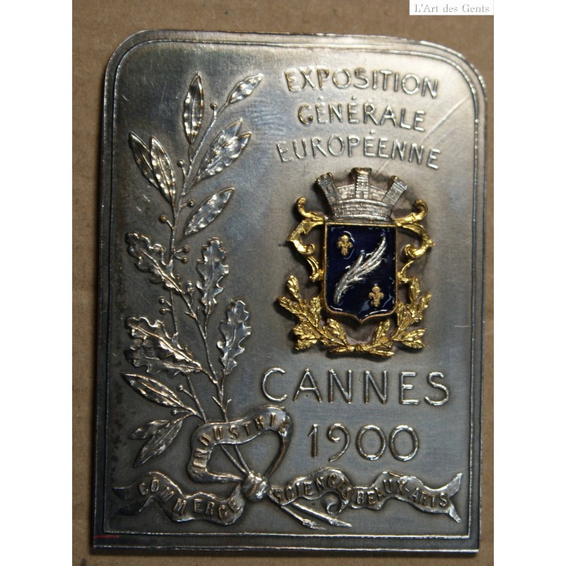 Plaque "Exposition générale Européenne Cannes 1900" (34), lartdesgents.fr