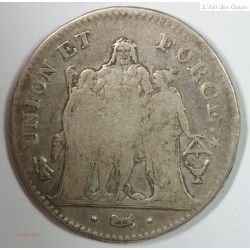 Union et Force, 5 Francs An 8/7 K, TB25, F.295/9, lartdesgents.fr