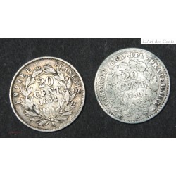 20 centimes 1854 A + 20 centimes 1850 A, lartdesgents.fr