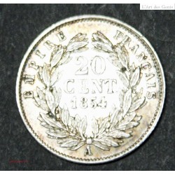 Napoléon III 20 centimes 1854 A , lartdesgents.fr