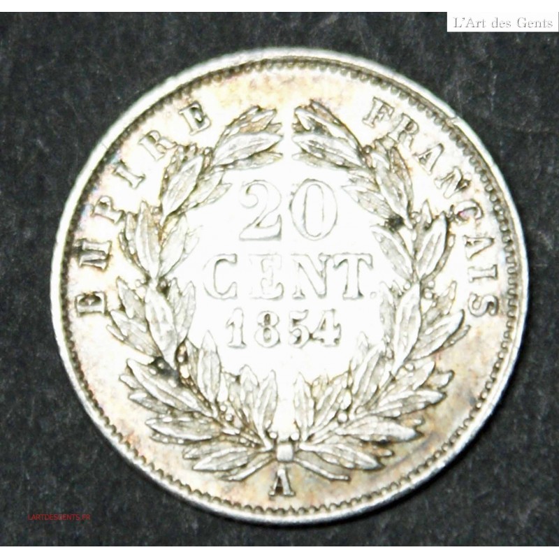 Napoléon III 20 centimes 1854 A , lartdesgents.fr