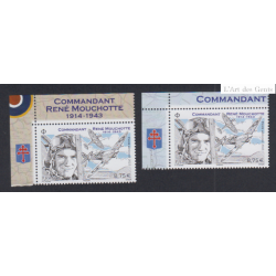 Timbres Poste Aérienne 2023 - Commandant René Mouchotte issus feuille et feuillet lartdesgents