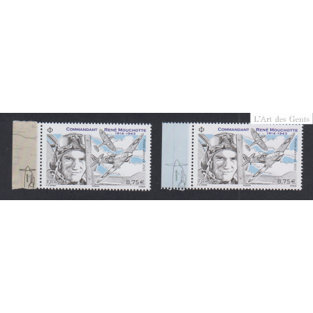 Timbres Poste Aérienne 2023 - Commandant René Mouchotte issus feuille et feuillet lartdesgents