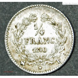 LOUIS PHILIPPE 1/4 Franc 1840 B ROUEN TTB+, lartdesgents.fr