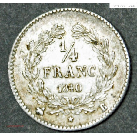 LOUIS PHILIPPE 1/4 Franc 1840 B ROUEN TTB+, lartdesgents.fr