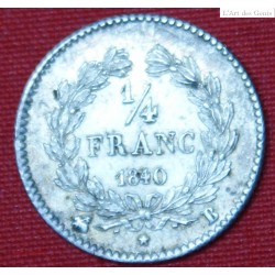 LOUIS PHILIPPE 1/4 Franc 1840 B ROUEN TTB+, lartdesgents.fr