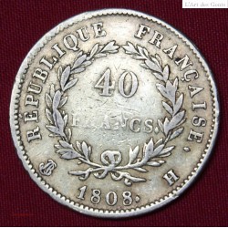 NAPLEON Ier - 40 FRANCS OR  1808 H LA ROCHELLE, lartdesgents.fr