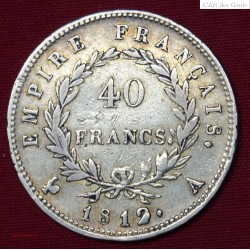 NAPOLÉON Ier FAUTE- 40 FRANCS OR  1812/3 A PARIS, lartdesgents.fr