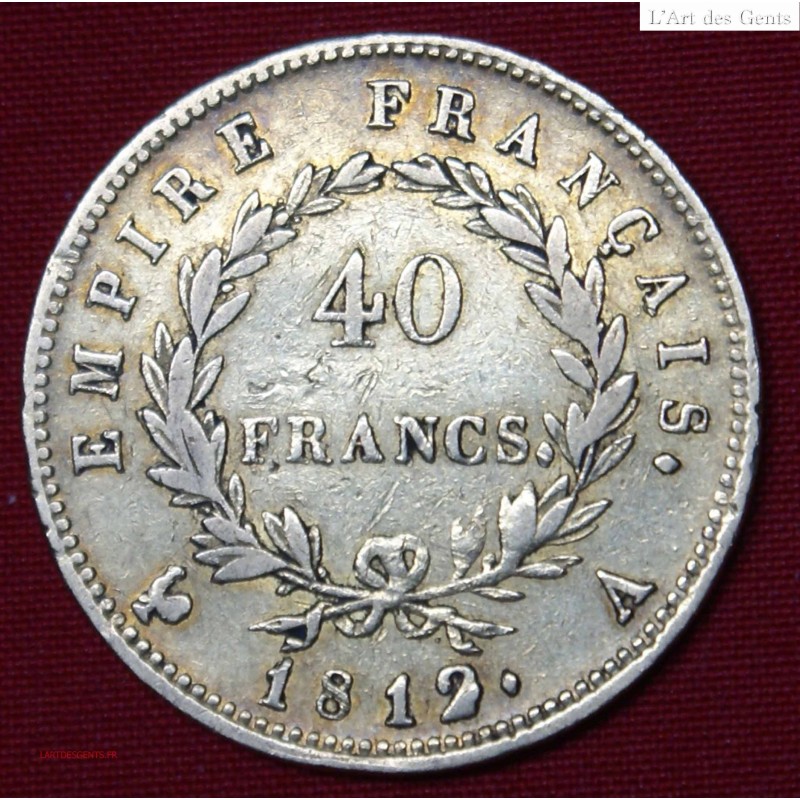 NAPOLÉON Ier FAUTE- 40 FRANCS OR  1812/3 A PARIS, lartdesgents.fr