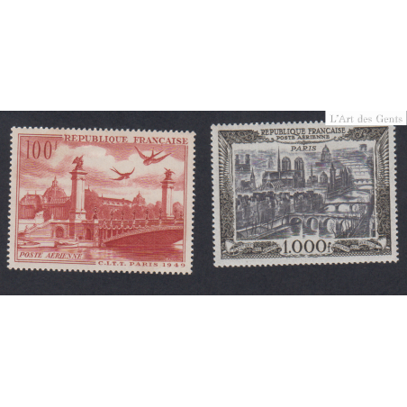 Timbre Poste Aérienne -  -  n°28 et n°29 - 1950 - Neufs  - Cote 101 Euros- lartdesgents