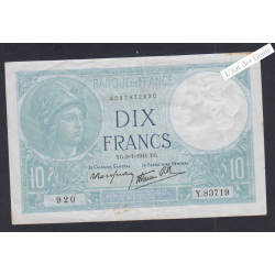 Billet France 10 Francs Minerve 9-1-1941 alphabet Y.83719 TTB+ lartdesgents