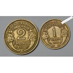 2 Francs 1935 TB + 1 Franc 1935 TB (2), lartdesgents.fr