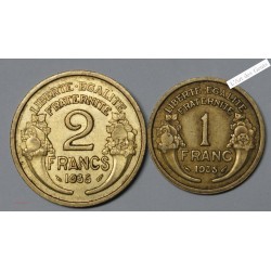 2 Francs 1935 SUP + 1 Franc 1935 TB (1), lartdesgents.fr