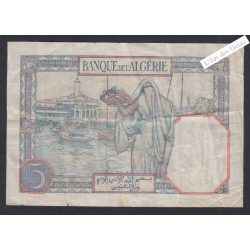 Billet ALGERIE 5 Francs TTB 11-4-1933 n°X.4069 156 lartdesgents.fr