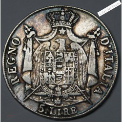 NAPOLEON IMPERATORE - 5 LIRE 1808 M TB, lartdesgents.fr