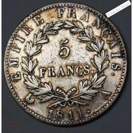 NAPOLEON Ier EMPIRE - 5 Francs 1811 A ESPACÉ TTB, lartdesgents.fr