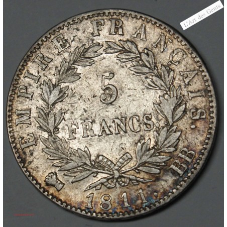 NAPOLEON Ier EMPIRE - 5 Francs 1811 BB TTB+, lartdesgents.fr