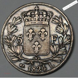 LOUIS XVIII - 5 Francs 1824 L TTB, lartdesgents.fr