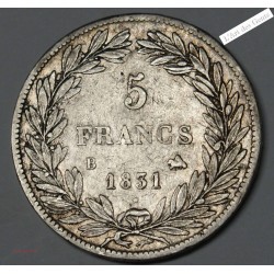 5 Francs 1831 B TRANCHE EN RELIEF TTB, lartdesgents.fr