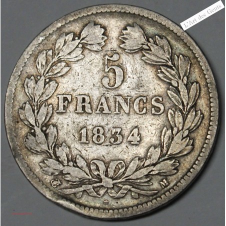 5 Francs 1834 M TB, lartdesgents.fr