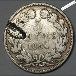 FAUTEE 5 Francs 1834 L DEBRIS INTERPOSES TB, lartdesgents.fr