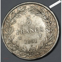 5 Francs 1831 W TRANCHE EN CREUX TTB, lartdesgents.fr