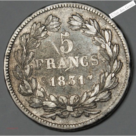 5 Francs 1831 Q TRANCHE EN RELIEF TB+, lartdesgents.fr