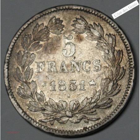 5 Francs 1831 B TRANCHE EN RELIEF TTB, lartdesgents.fr