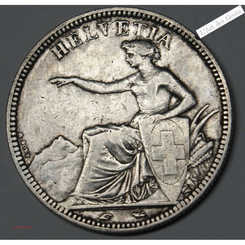 SUISSE- 5 FRANCS 1851 HELVETIA TTB, lartdesgents.fr