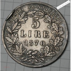 VATICAN PIE IX TYPE 5 LIRE AN XXIV 1870 R,  lartdesgents.fr