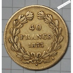 40 FRANCS or 1833 A PARIS LOUIS PHILIPPE Ier TTB, lartdesgents.fr