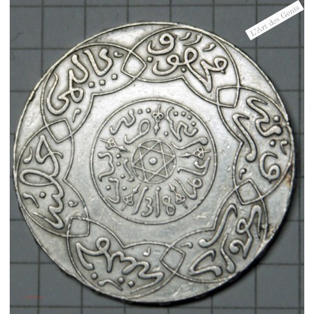 Maroc argent 5 dirhams 1318-1900 PARIS SUP, lartdesgents.fr