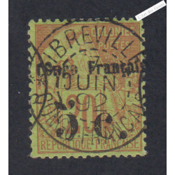 Timbre des Colonies Françaises de 1881 surchargé- Congo - n°3 - oblitéré - cote 600 Euros - l'artdesgents.fr